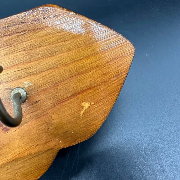 Vintage Wooden Key Holder Hooks Cross Stitch Retro Brown Wall Hanging Decor - Picture 5 of 9